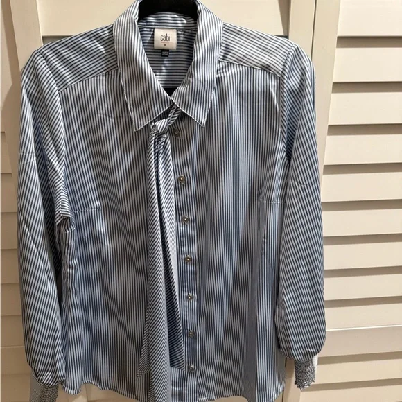 CAbi Men's Blue Pinstripe Dress Shirt - Picture 3 of 5